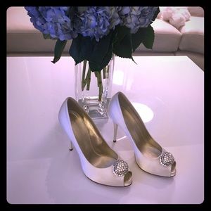 Bridal ivory satin and crystal impeccable heels!